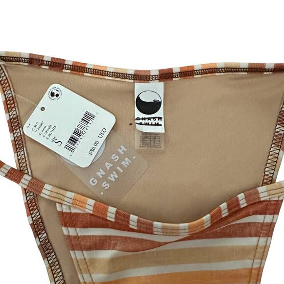 Gnash Swim x Free People Tri Retro Striped High Cut Stringy Bikini Bottom Size 4 - Picture 5 of 9